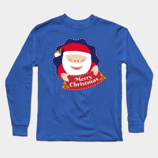 Merry Christmas Santa Claus blue Long Sleeve T-Shirt